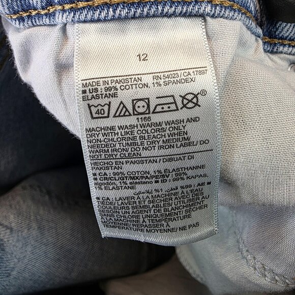 Old Navy Jeans Womens 12 Extra High-Rise Sky Hi Straight Button Fly Raw Hem - Picture 12 of 13